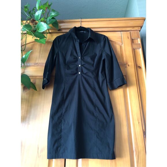 Express Design Studio 3/4 Sleeve Black Shirt Dress SZ 8 - Picture 3 of 10